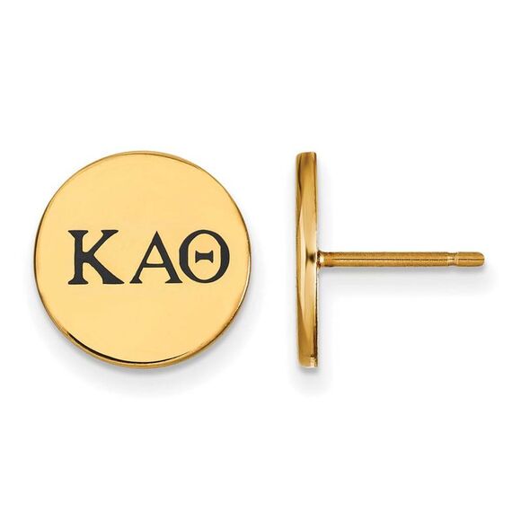 14K Plated Silver Kappa Alpha Theta Enamel Greek Letters Post Earrings - Picture 1 of 3